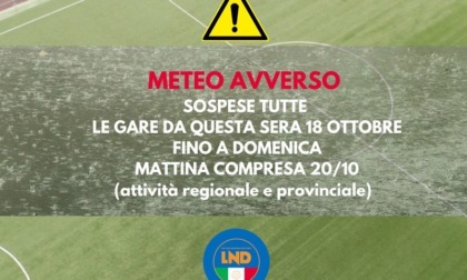 Calcio dilettanti, sospese in Veneto tutte le partite fino a domenica mattina per maltempo