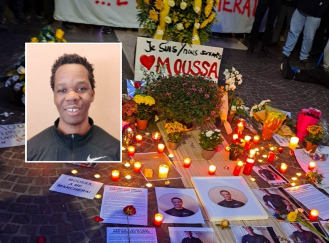 Più di 300 persone al sit-in per ricordare Moussa Diarra. Indagato per eccesso colposo di legittima difesa il polfer