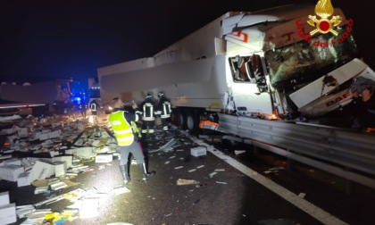 Tamponamento tra camion sull'A4 tra San Bonifacio e Montebello Vicentino: un autista ferito