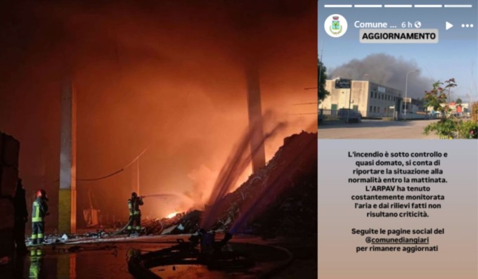 Domato l’incendio alla Stena di Angiari: “Nessuna criticità nell’aria”