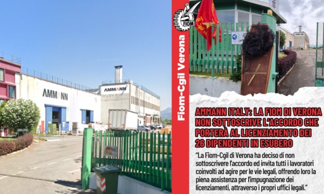 Vertenza Ammann Bussolengo, Fiom CGIL non firma l’accordo tra azienda e RSU: “I lavoratori agiscano per vie legali”