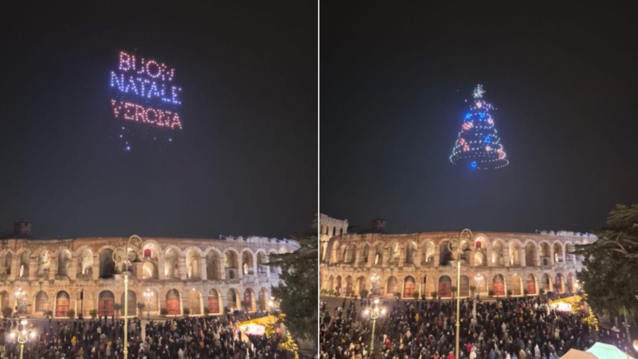 Natale di luci: droni incantano l’Arena di Verona