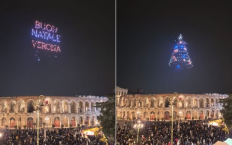 Natale di luci: droni incantano l’Arena di Verona