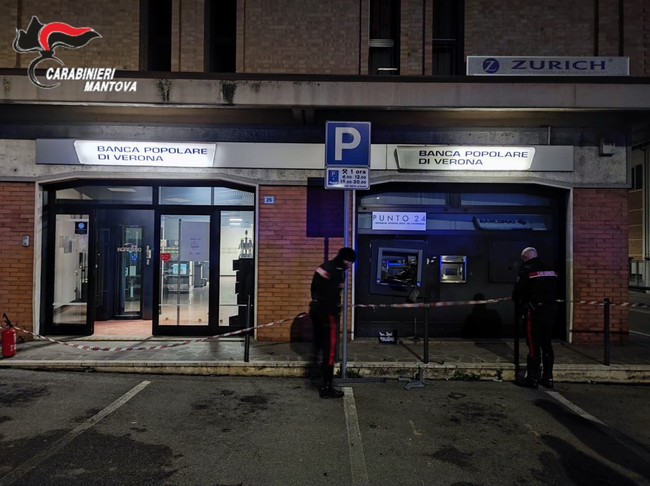Esplosione al bancomat della Banca Popolare di Verona a Guidizzolo