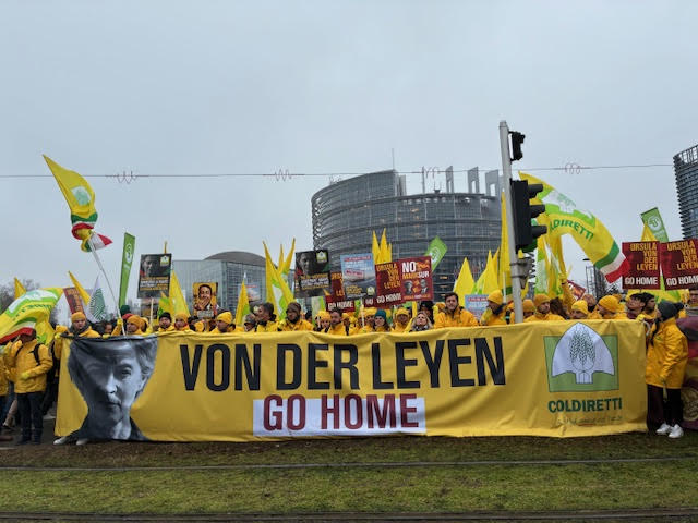 Anche Coldiretti Verona in piazza a Strasburgo: “Basta cibo senza regole, così si uccide l’agricoltura europea”
